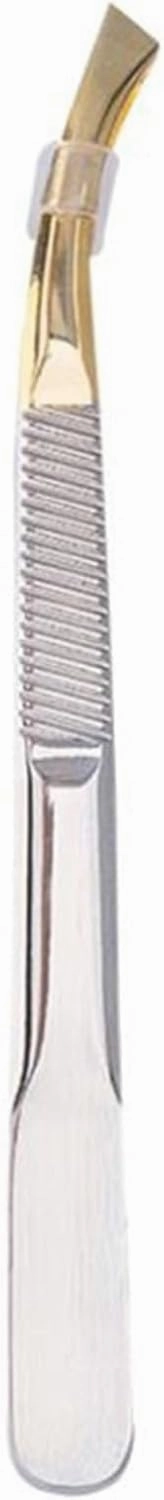 1PC Slant Tips Eyebrow Clips Stainless Steel Eyelash Extension Tweezers Brow Tweezers Makeup Tools (Silver 1SIZE)