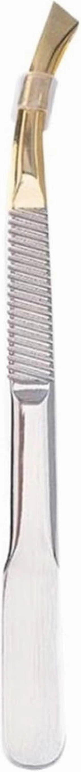 1PC Slant Tips Eyebrow Clips Stainless Steel Eyelash Extension Tweezers Brow Tweezers Makeup Tools (Silver 1SIZE)