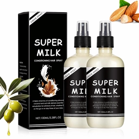 2PC Super Milk Conditioning Hair Mist, Supermilk Hair Primer Conditioner, Super-Milk Hair Conditioner Spray Smooth Hair Care for All Hair Types