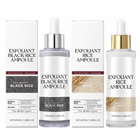 2PCS Rice Exfoliating Ampoule Set – Black & White Rice Brightening Duo for Glowing Skin | Gentle Peel   Pore Minimizing & Deep Hydration
