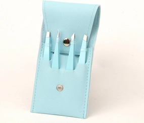 5x Stainless Steel Hairs Puller Set 4 In1 Slanted Blue