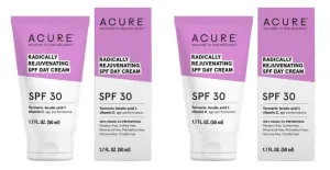 Acure Organics Radically Rejuvenating SPF 30 Day Cream (Pack of 2) With Aloe Vera, Argan, Vitamin C, Shea Butter, Coconut Oil, Turmeric Root and Blue Tansy Flower, 1.7 fl. oz. each