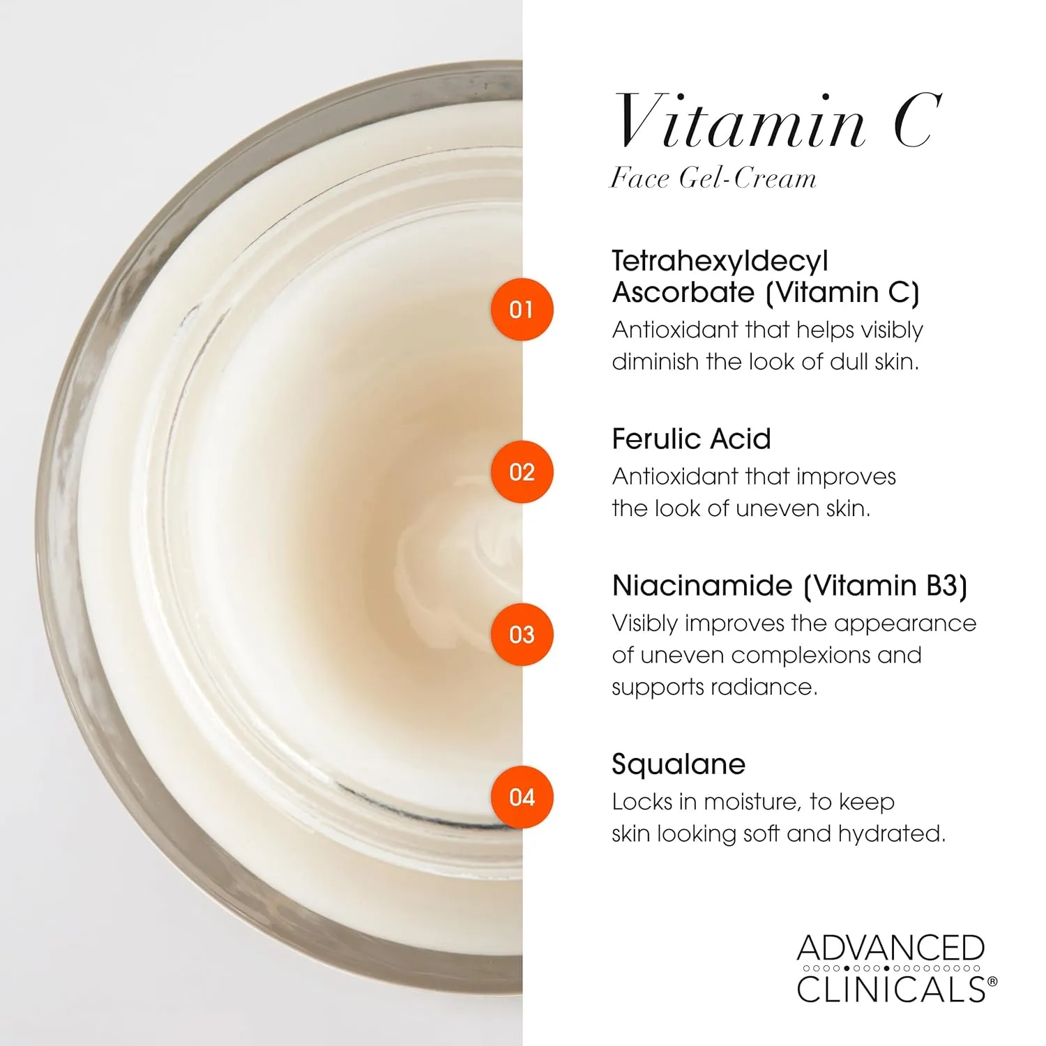 Advanced Clinicals Brightening Vitamin C Body Cream   Potent Vitamin C Face Moisturizer Gel Cream 2pc Skincare Set For Women & Men To Diminish Appearance Of Dark Spots, Wrinkles, & Dry Skin, 2pc Set