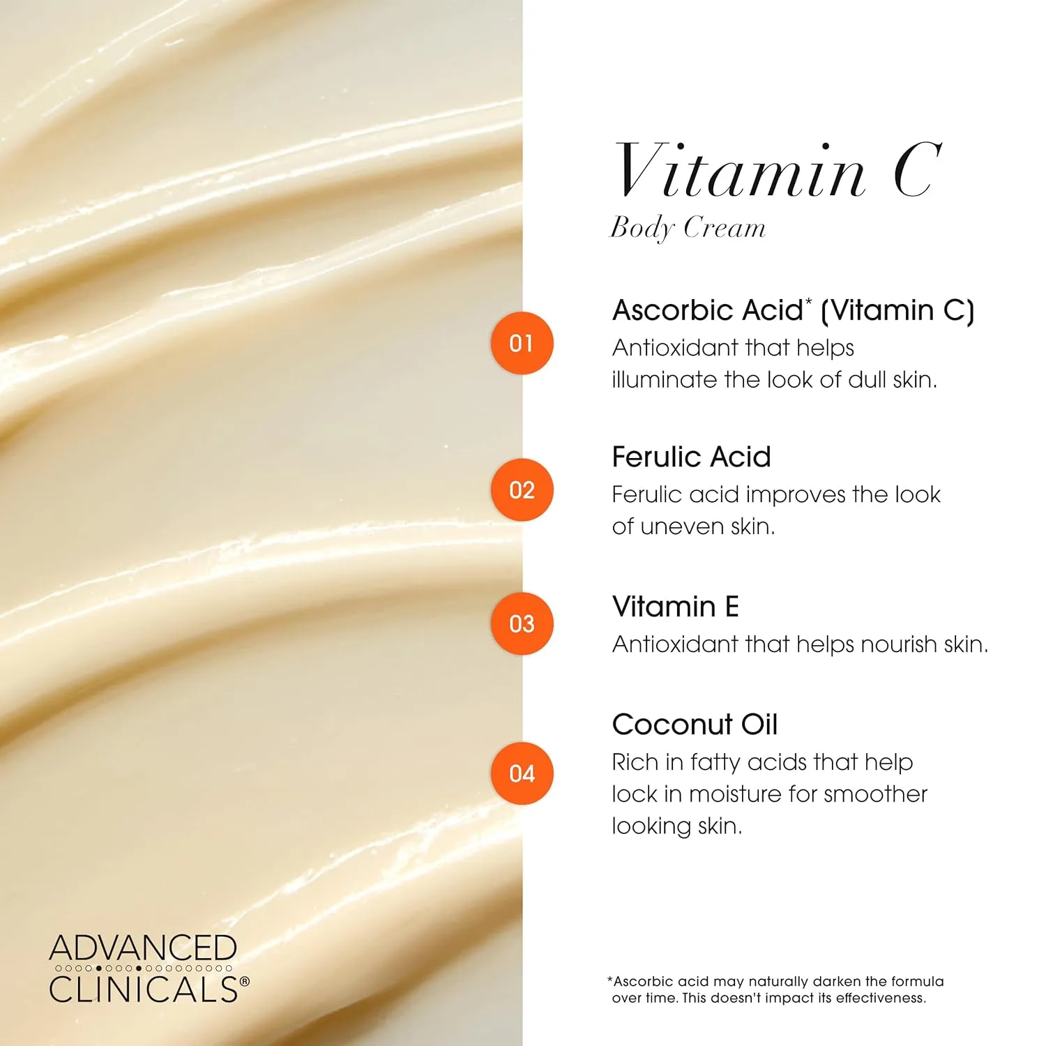 Advanced Clinicals Brightening Vitamin C Body Cream   Potent Vitamin C Face Moisturizer Gel Cream 2pc Skincare Set For Women & Men To Diminish Appearance Of Dark Spots, Wrinkles, & Dry Skin, 2pc Set