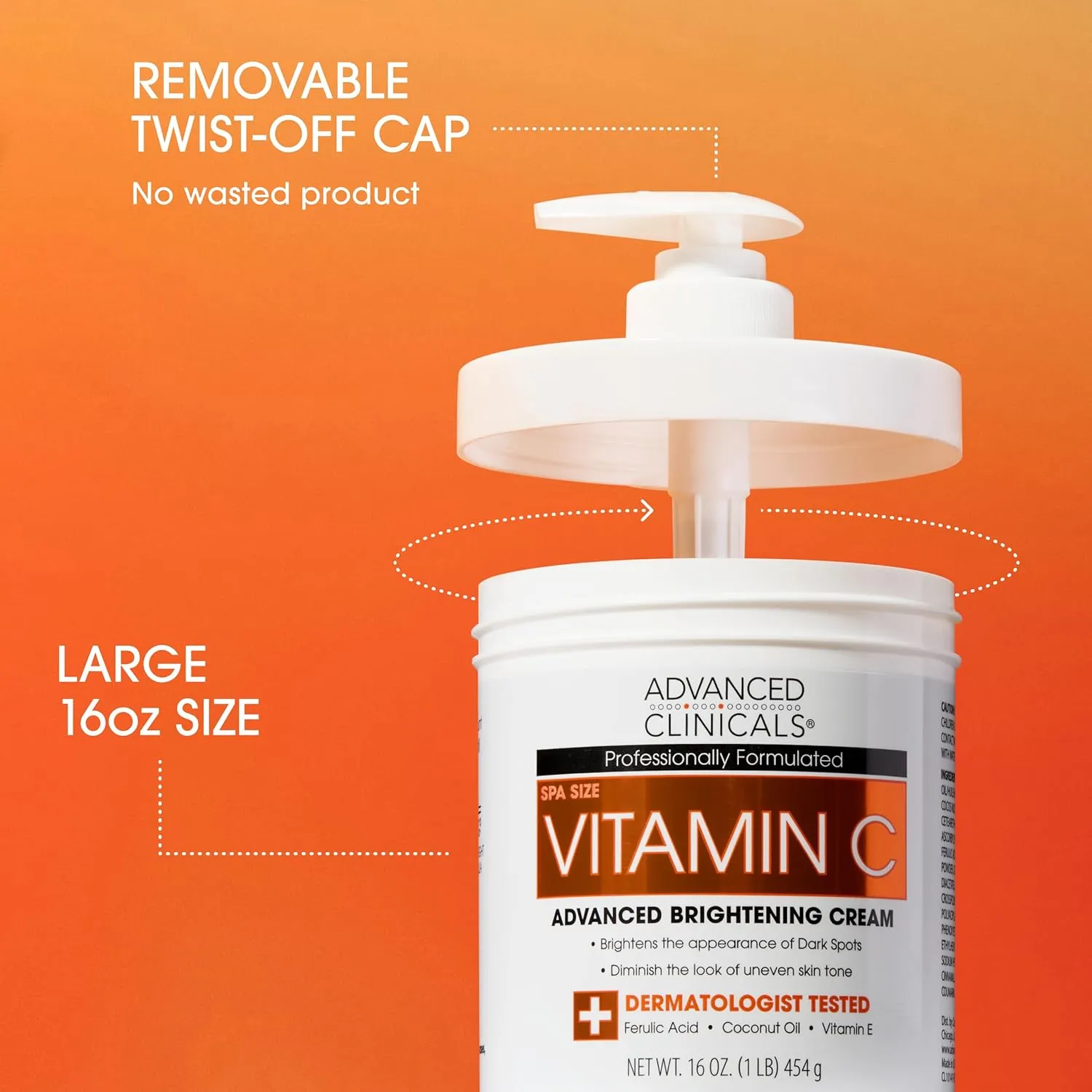 Advanced Clinicals Brightening Vitamin C Body Cream   Potent Vitamin C Face Moisturizer Gel Cream 2pc Skincare Set For Women & Men To Diminish Appearance Of Dark Spots, Wrinkles, & Dry Skin, 2pc Set