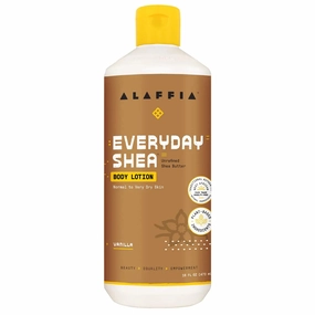 Alaffia EveryDay Shea Body Lotion - Normal to Very Dry Skin Moisturizing Support for Hydrated Soft and Supple Skin with Shea Butter and Lemongrass Fair Trade Vanilla 16 Fl Oz