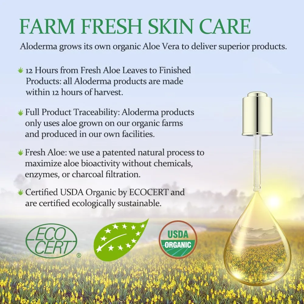 Aloderma Brightening Facial Cream - Made with 69% Organic Aloe Vera - Natural Skin Brightening Squalane & Niacinamide for Flawless Complexion, 1.7oz