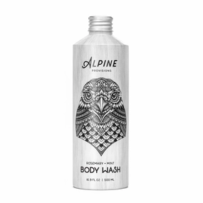 Alpine Provisions Natural Rosemary   Mint Body Wash, 16.9 fl oz in plastic-free aluminum bottle