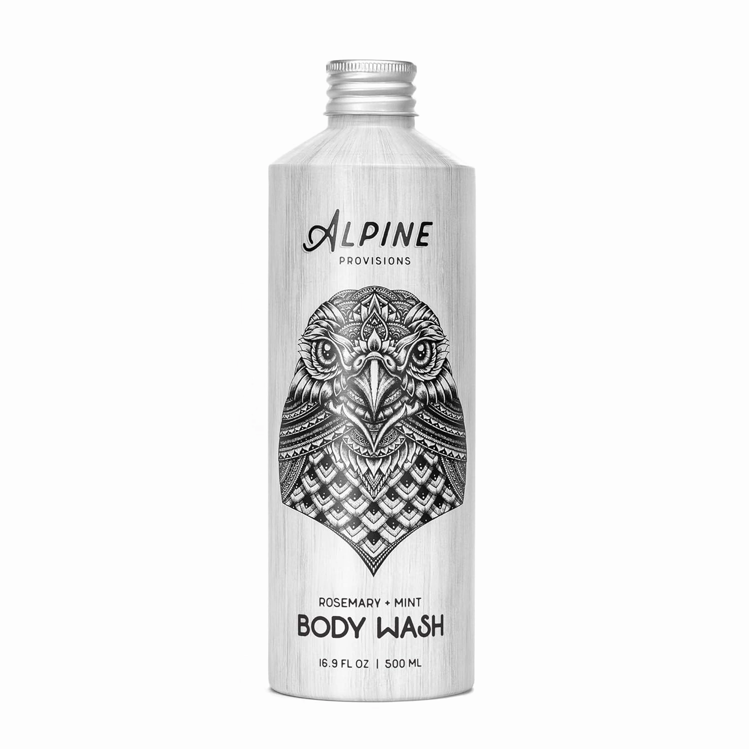 Alpine Provisions Natural Rosemary   Mint Body Wash, 16.9 fl oz in plastic-free aluminum bottle