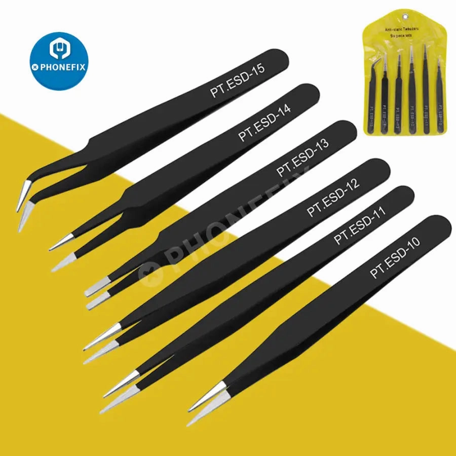Anti-static Stainless Steel Curved Straight Tweezers For Phone Repair Tool