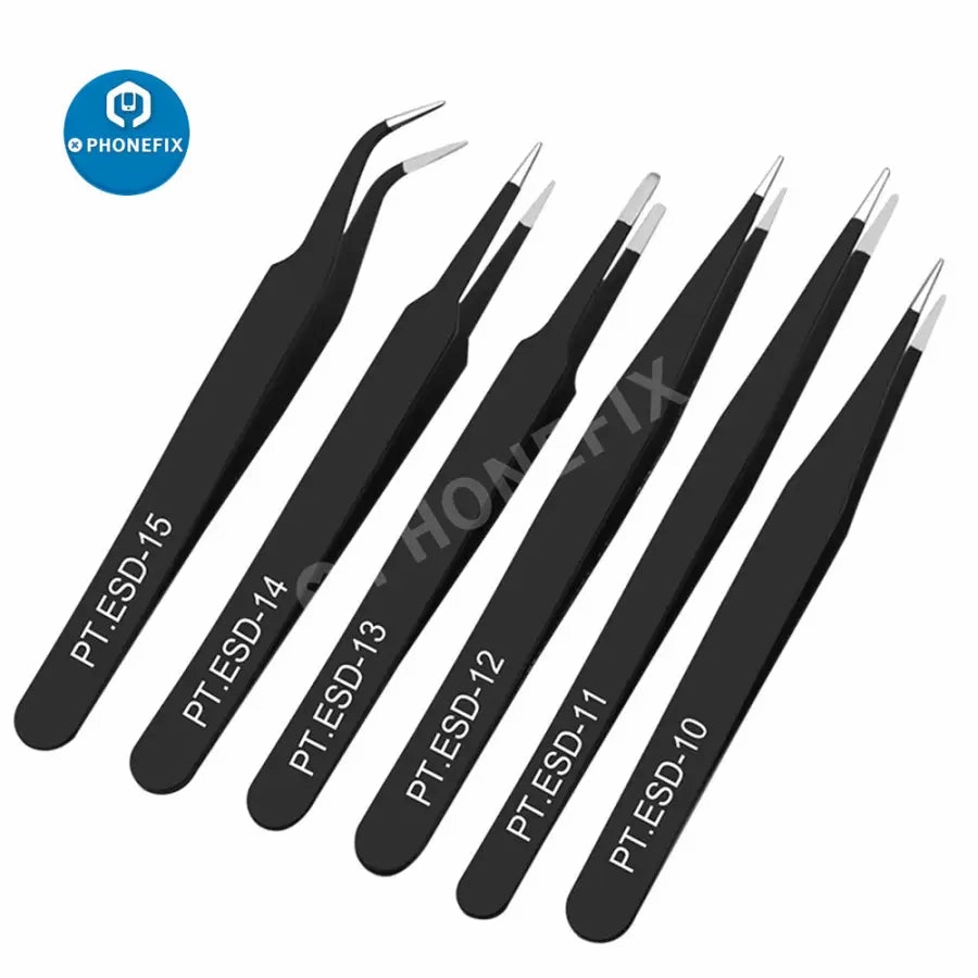 Anti-static Stainless Steel Curved Straight Tweezers For Phone Repair Tool