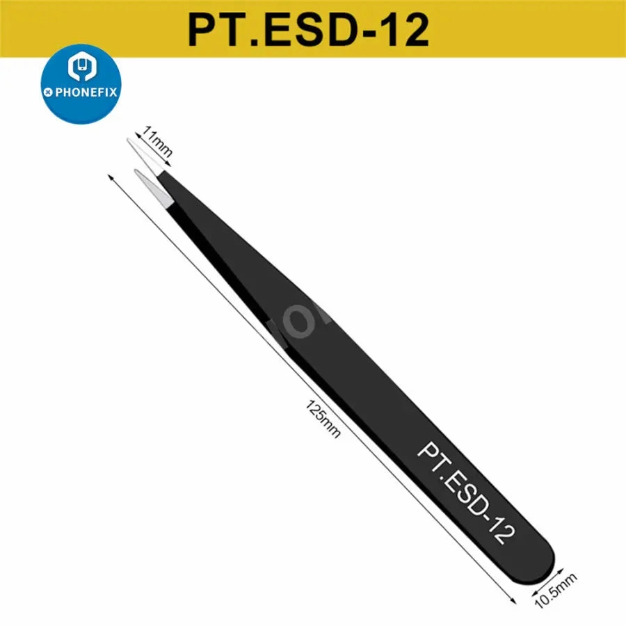 Anti-static Stainless Steel Curved Straight Tweezers For Phone Repair Tool