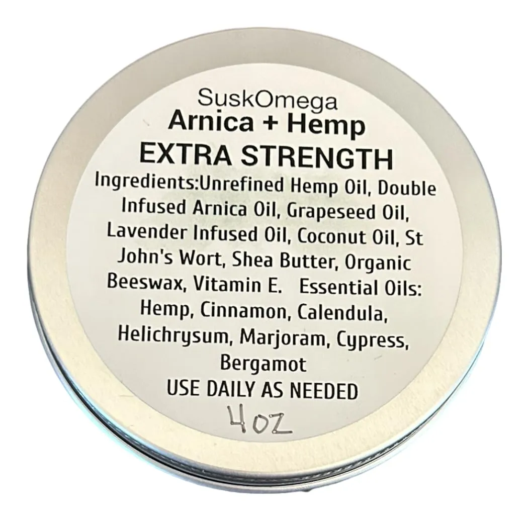 Arnica and Hemp Oil Balm Extra Strength Suskomega (4 oz tin)