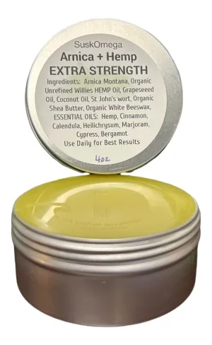 Arnica and Hemp Oil Balm Extra Strength Suskomega (4 oz tin)