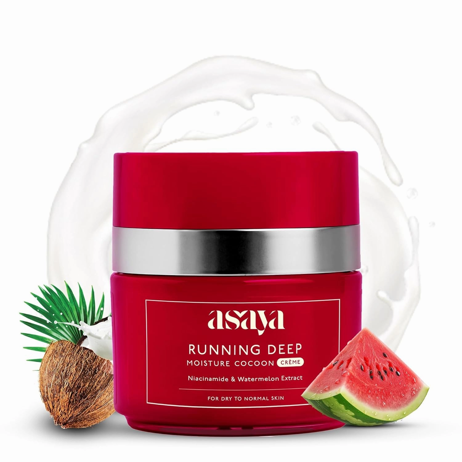 Asa.ya Moisture Cocoon Creme | Lightweight Moisturizing Cream | Niacinamide, Watermelon & Coconut Water Extract | Soothes, Firms & Adds Glow | Non-Sticky | For Dry to Normal Skin Types | 50 gm