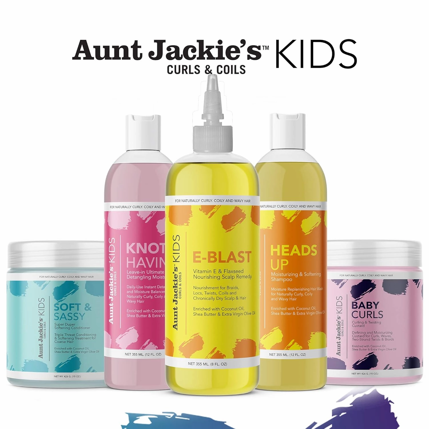 Aunt Jackie's Kids E-Blast Daily Oil for Dry Scalp, Vitamin E and Flaxseed Nourishing Scalp Remedy for Naturally Curly, Coily and Wavy Hair, 8 oz (Pack of 2)