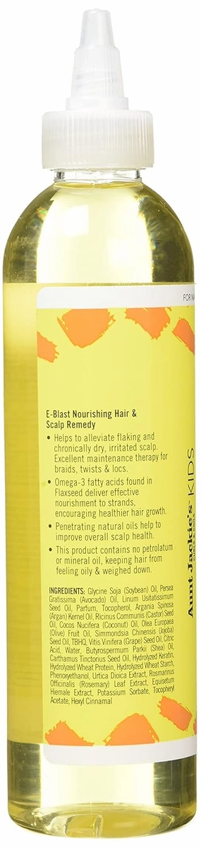 Aunt Jackie's Kids E-Blast Daily Oil for Dry Scalp, Vitamin E and Flaxseed Nourishing Scalp Remedy for Naturally Curly, Coily and Wavy Hair, 8 oz (Pack of 2)