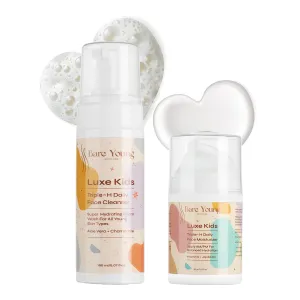 Bare Young Triple H Kids Skincare Set, Gentle Face Wash, and Moisturizer, Fragrance-Free Kid Skin care Gift Set, Nourishing Skin Care Products for Kids, Vegan Plant-Based Skincare for kids
