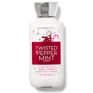 Bath & Body Works Twisted Peppermint 24 Hour Body Lotion 8 Ounce Reindeer with Candy Cane Label 2020