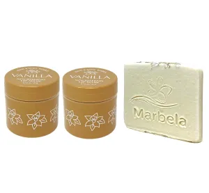 Bath & Body Works Vanilla 2 Pack Lip Mask Bundle with a Natural Oats Sample Soap
