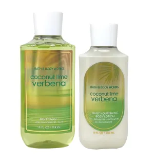 Bath and Body Work Coconut Lime Verbena Body Wash and Body Lotion Duo Set - Full Size