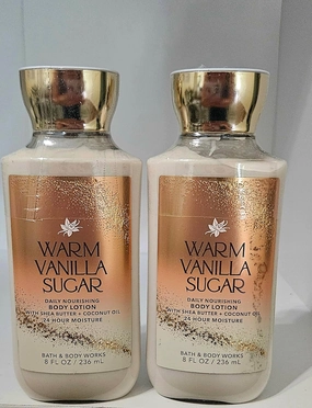 Bath & Body Warm Vanilla Sugar Body Lotion with Shea Butter and Coconut Oil, 24 Hour Moisture, 8 fl oz×2
