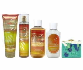Bath & Body Works In The Sun Deluxe Gift Set - Body Cream, Fragrance Mist, Body Wash and Body Lotion - with an Aloe Vera Bar Soap - Full Size