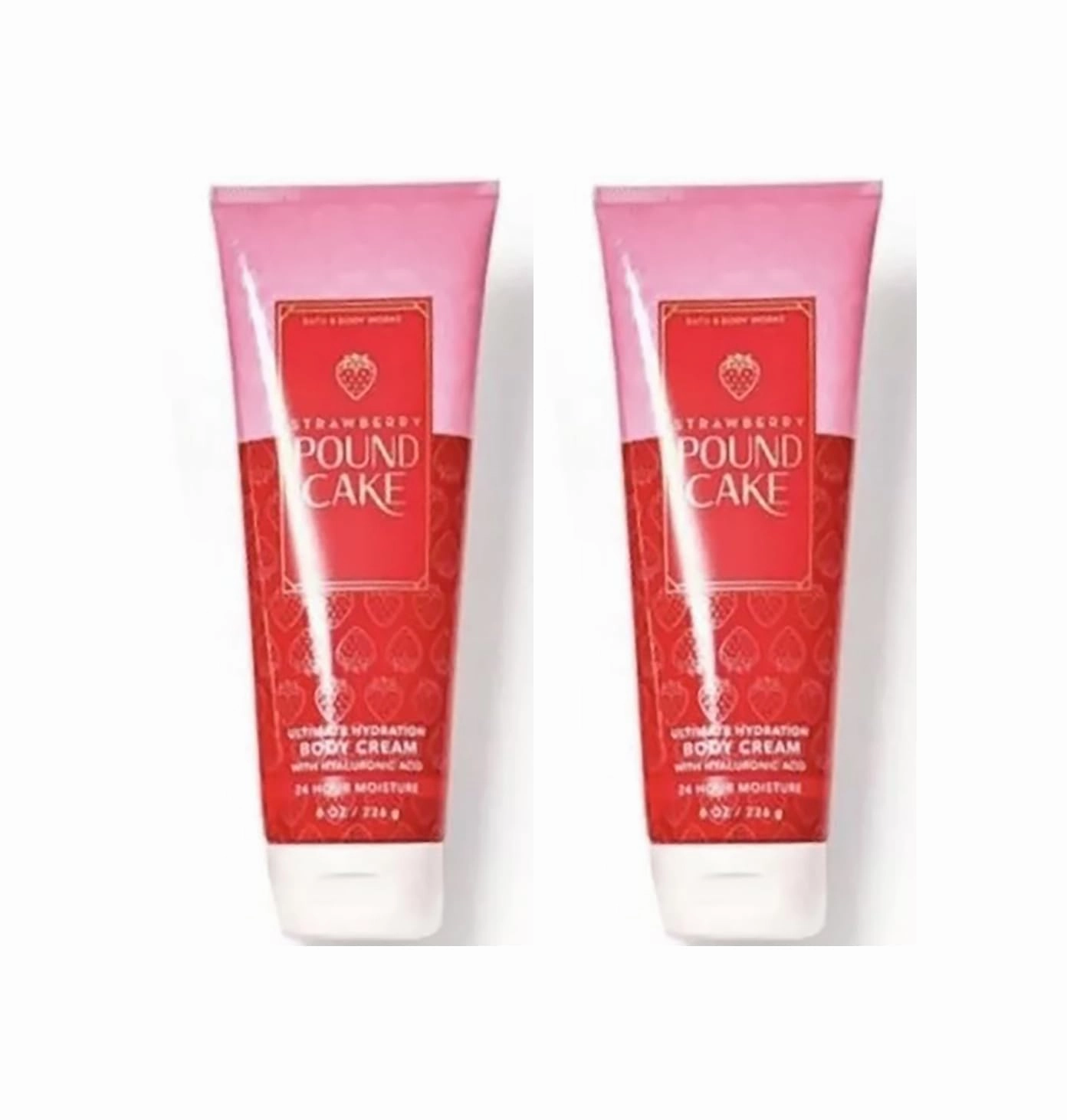 Bath & Body Works Ultimate Hydration Body Cream For Women 8 Fl Oz 2- Pack (8 Ounce (Pack of 2), Strawberry Poundcaake)