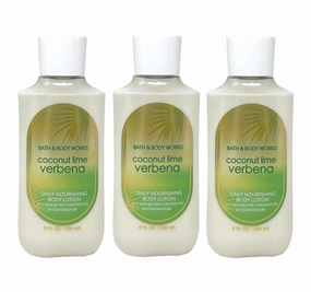 Bath and Body Work Coconut Lime Verbena 3 Pack Daily Nourishing Body Lotion Bundle - Full Size