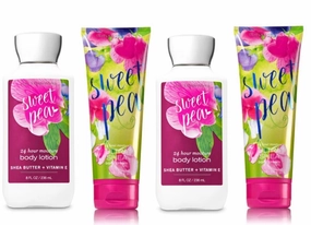 Bath and Body Works Sweet Pea Value Pack 2 Body Lotions and 2 Body Creams - Full Size