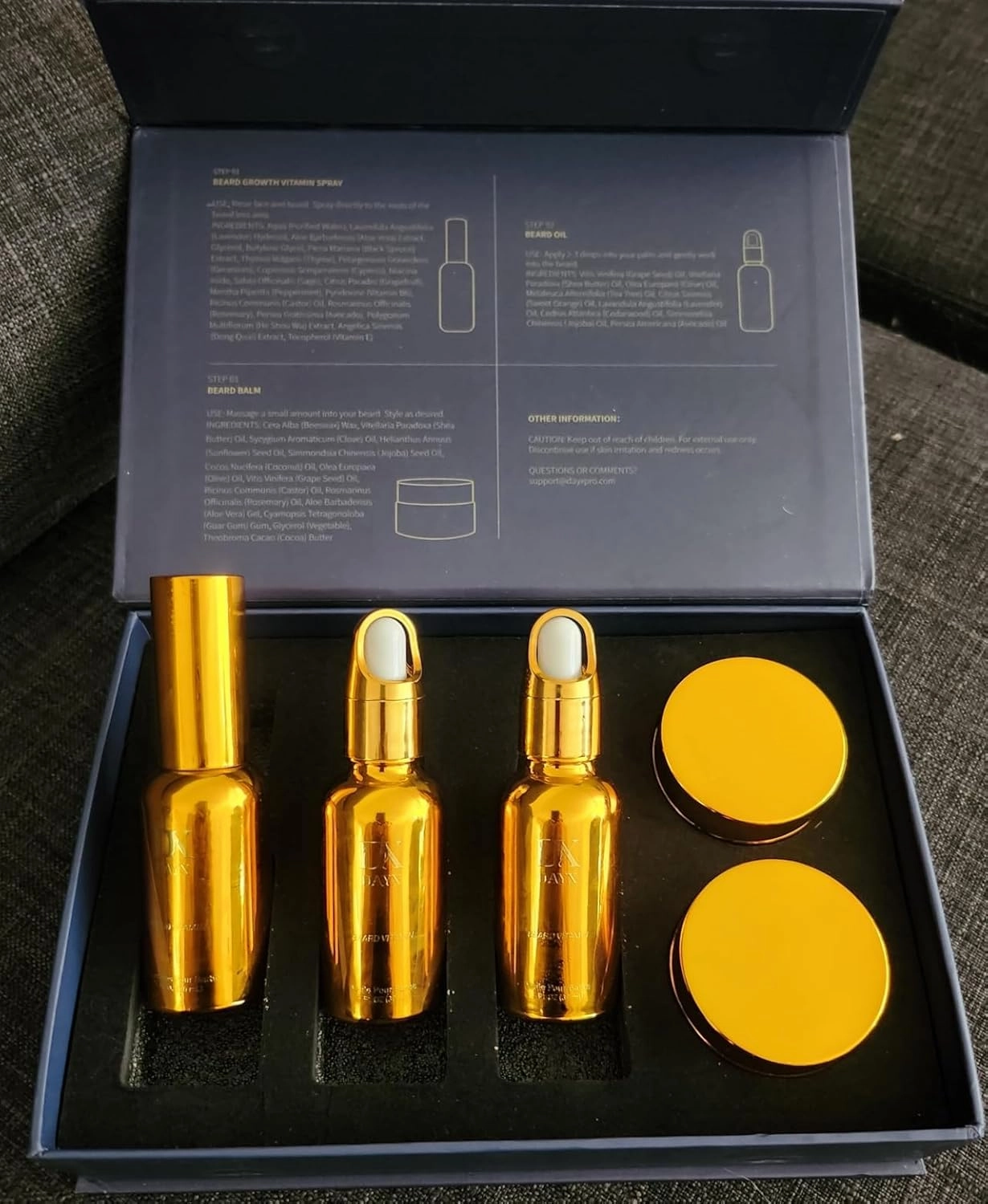 Beard Kit for Black Men: Beard Care Kit w/Balm, Oil & Vitamin Spray, All-Natural INgredients for Men Grooming and Care, Ideal Fathers Day Birthday & Valentines Day Gifts for Him