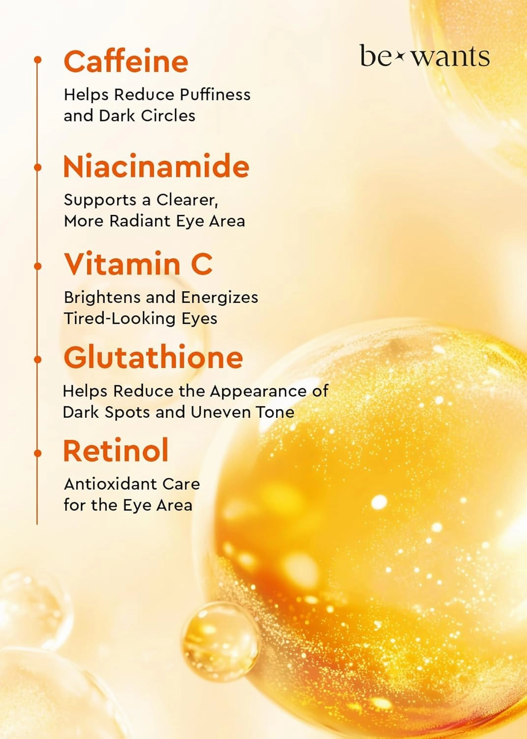 Bewants Hydrogel Eye Patches with Deep Toning Glutathione | 60 Patches | Under Eye Masks for Brightening and Radiance | Caffeine & Niacinamide patches | Korean Skincare
