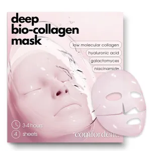 Bio Collagen Intense Hydrogel Melting Face Mask with Hyaluronic Acid, Galactomyces & Niacinamide for Deep Overnight Hydration and Skin Revitalization, 4 Sheet Masks, Pink