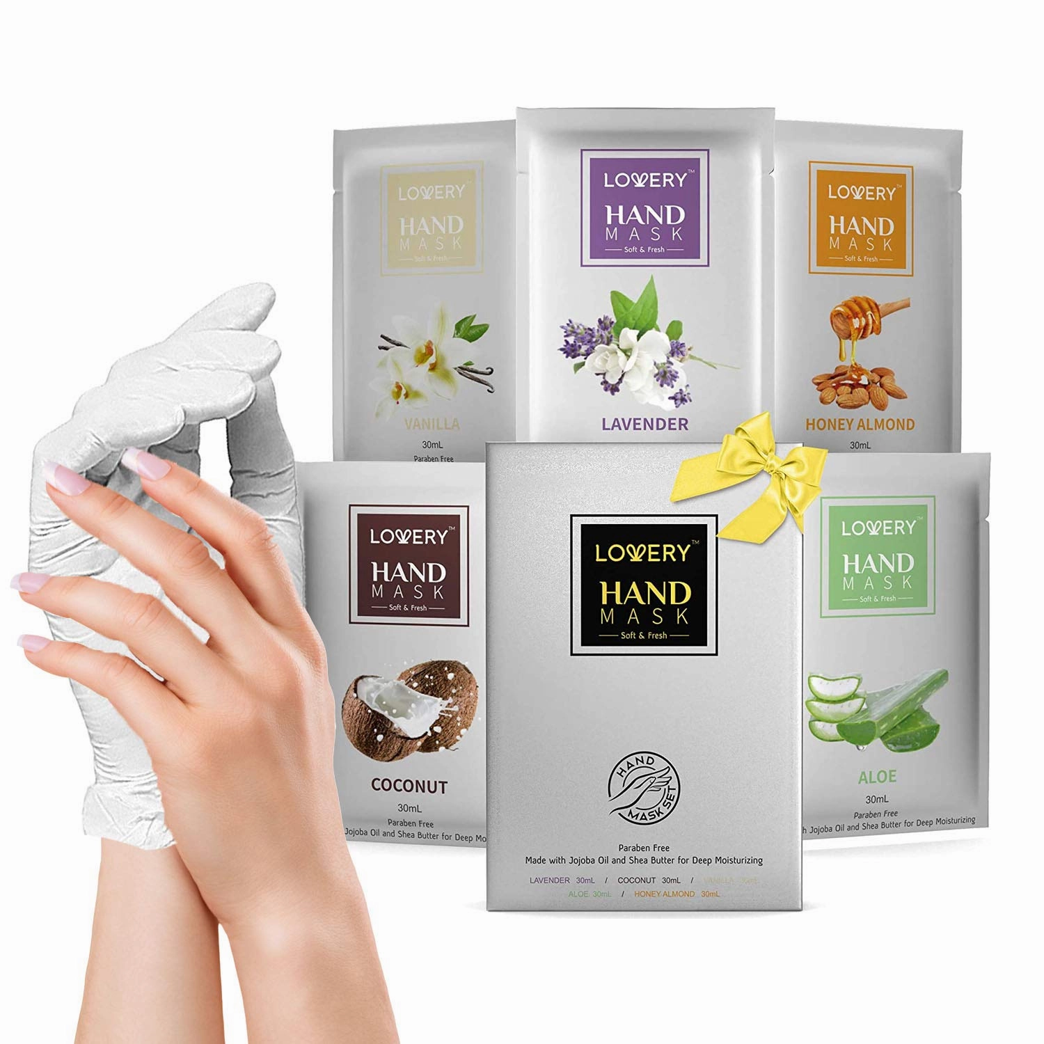 Birthday Gifts Deep Conditioning Hand Mask, 5 Pack, Coconut, Aloe, Honey Almond, Lavender, Vanilla, Made with Vitamin E, Shea Butter & Jojoba Oil, Gifts for Women, Birthday, Gift for Mom, Best Friend