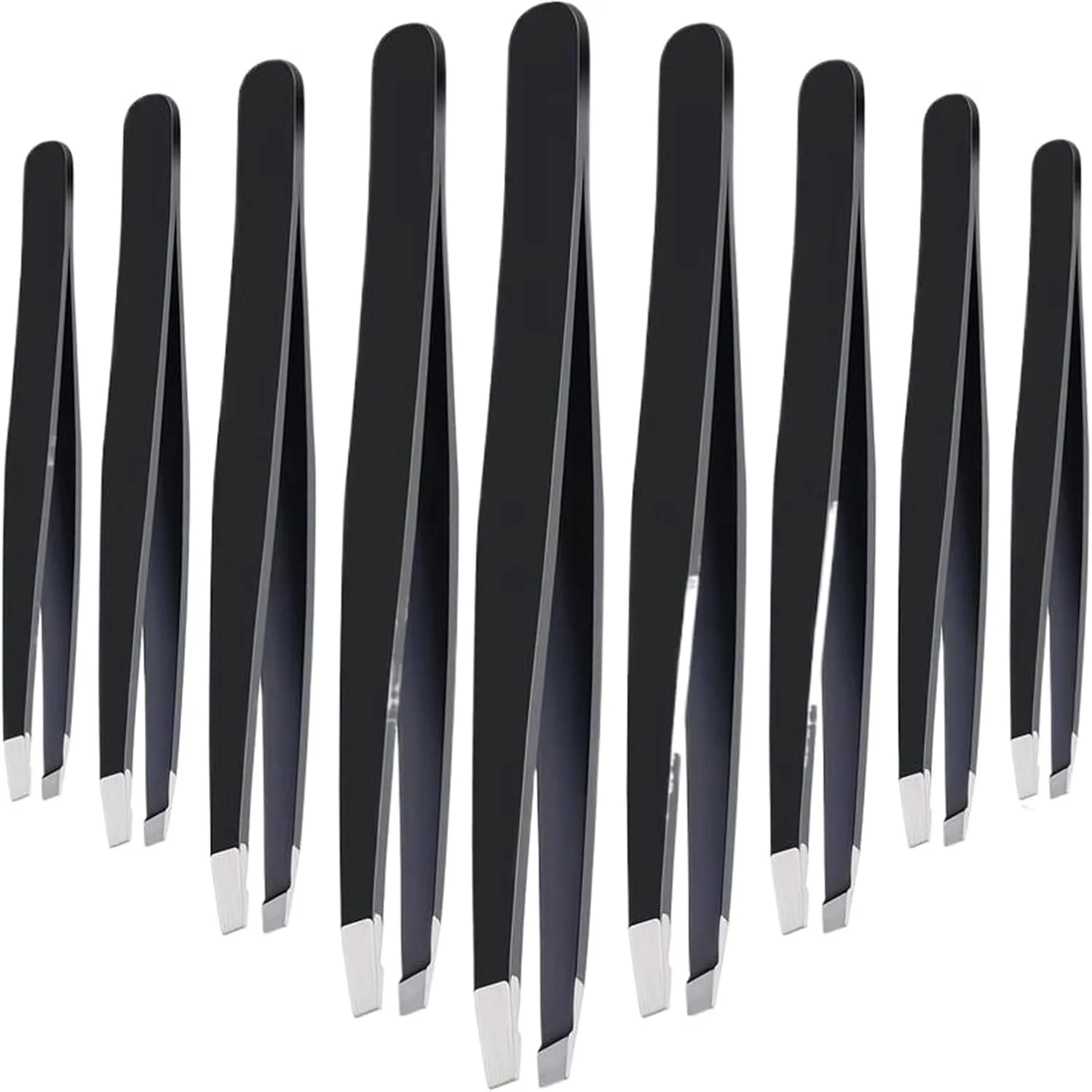 Black Precision Eyebrow Tweezers Stainless Steel Slant Tip For Men And Women Facial Hair Removal And Shaping