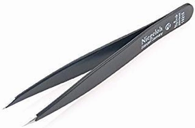 Black Coated Toplnox Pointed Tweezers. Made by Niegeloh in Solingen, Germany