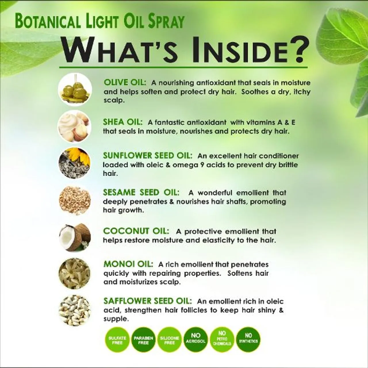 Botanical Light Oil Spray 100% Natural Ingredients Moisturizes Hair Without Build-Up Leaves Beautiful Shine Detangler Frizz Free Moisturizer Leaves A Wonderful Scent (Legacy 6oz)