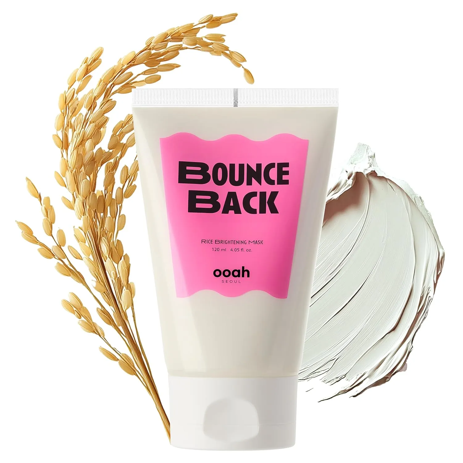 BOUNCE BACK Brightening Rice Face Mask | Korean Skincare for Radiance & Elasticity | Hydrating & Firming with Niacinamide & Glutathione | 120ml 4.05fl.oz