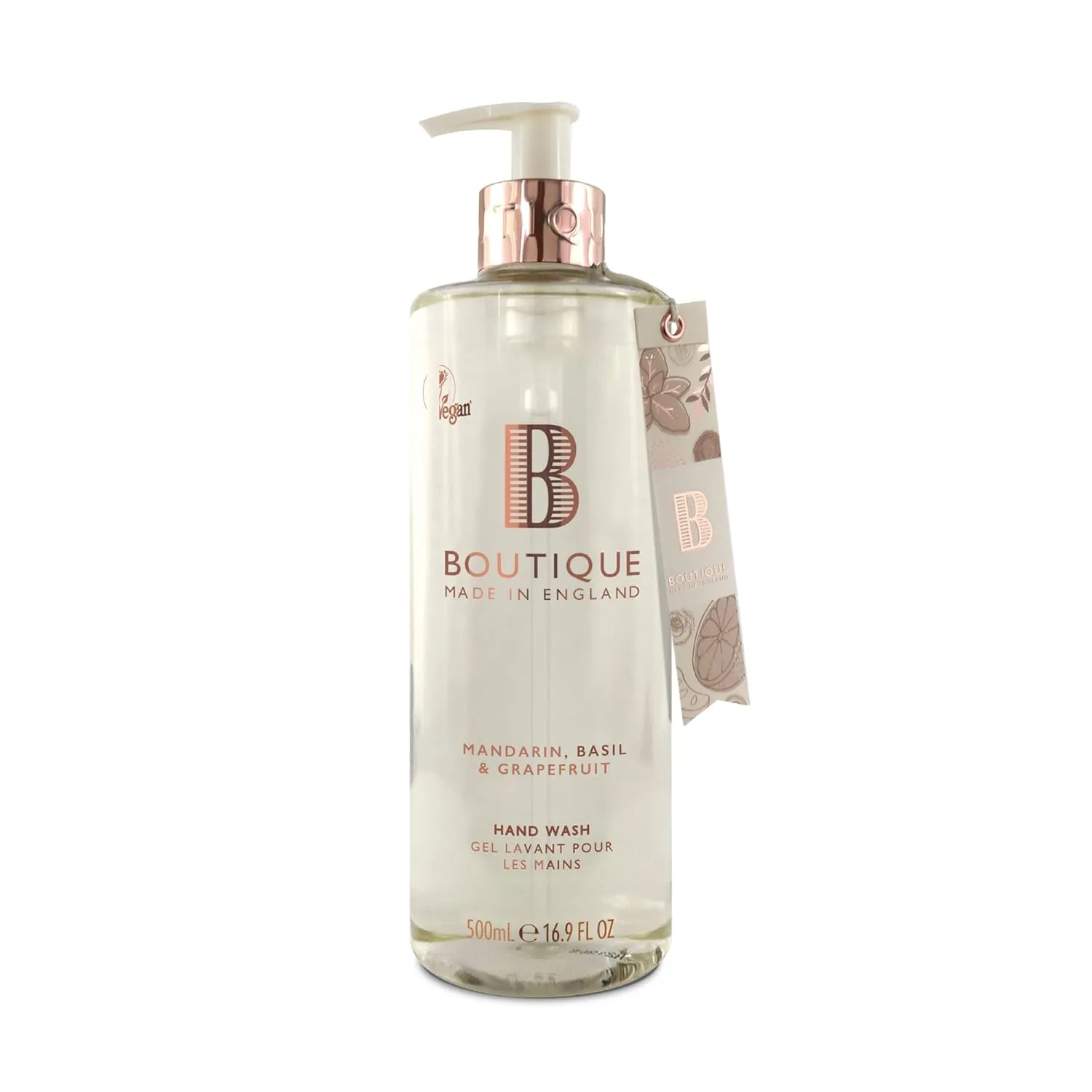 Boutique Mandarin, Basil & Grapefruit Hand Wash, Cleansing, Nourishing, Refreshing, Protects Hands 500ml