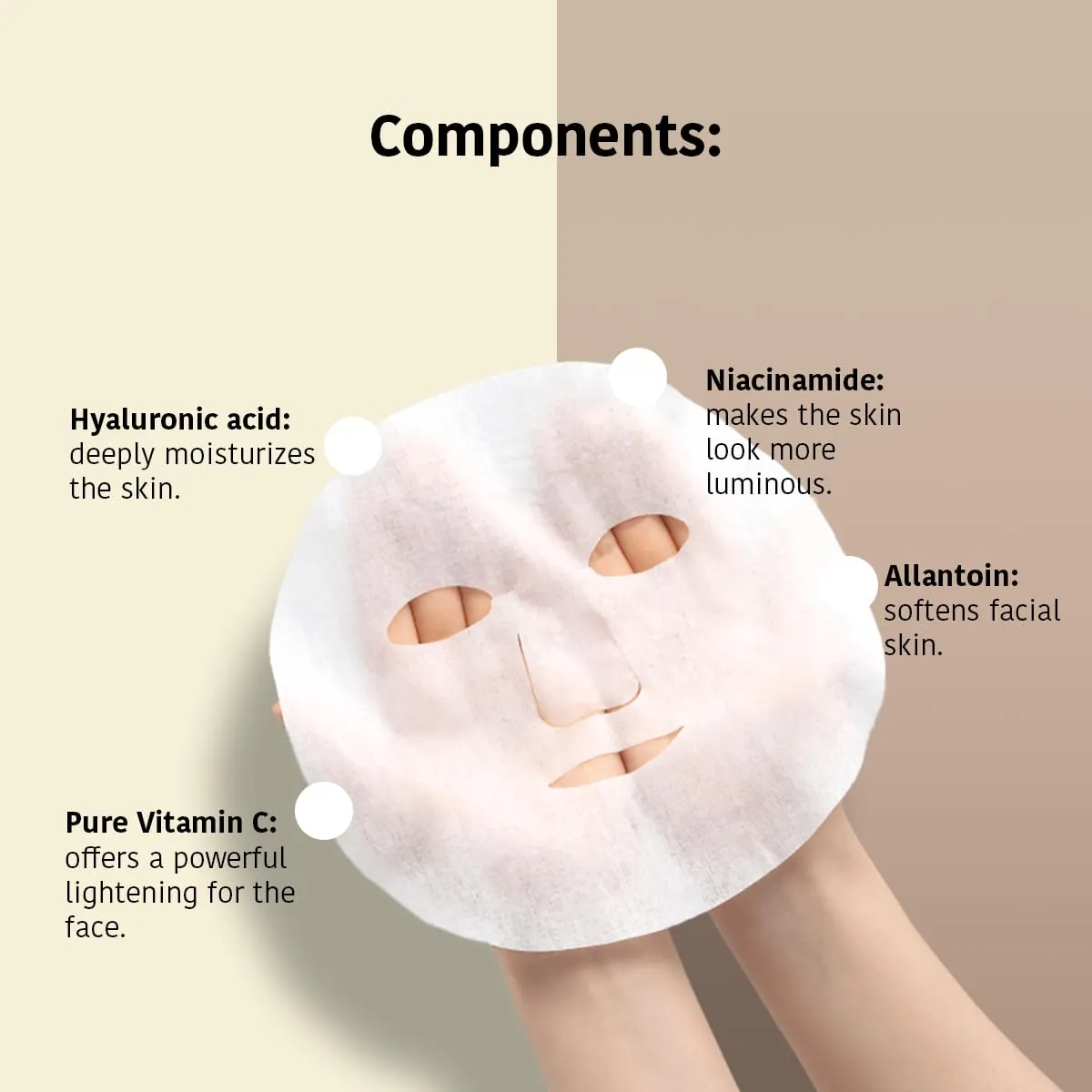 Brightening & Hydrating Face Mask with Pure Vitamin C and Hyaluronic Acid (Pack of 5) | Illuminates & Hydrates | Instant Results in 15 Minutes | 100% Biodegradable