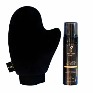 Bronzed Beauty Dark Tanning Mousse Kit – 6.7fl oz Self-Tanning Mousse with Mitt Bundle – Deep Natural Bronze Shade – Stain-Free, Even Application – Nourishing Self Tanner with Vitamin E and Aloe Vera