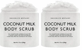 Brooklyn Botany Dead Sea Salt and Coconut Milk Body Scrub - Moisturizing and Exfoliating Body, Face, Hand, Foot Scrub - Fights Stretch Marks, Fine Lines, Wrinkles - Great Gifts for Women & Men - 10 oz