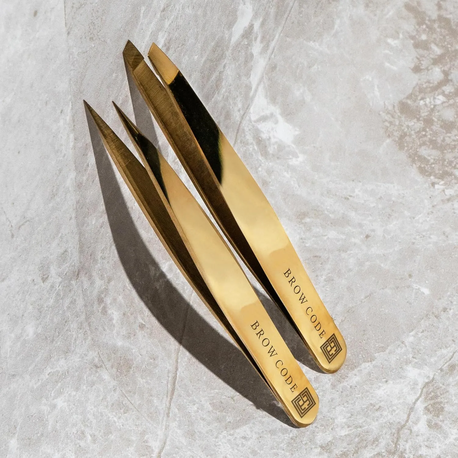 Brow Code 100% Stainless Steel Professional Eyebrow Tweezers – Slant Tweezers/Pointed Tweezers – Precision Hair Removal: Pluck, Shape & Style – Anti-Rust