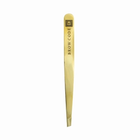 Brow Code 100% Stainless Steel Professional Eyebrow Tweezers – Slant Tweezers/Pointed Tweezers – Precision Hair Removal: Pluck, Shape & Style – Anti-Rust, Slanted