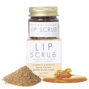Brown Sugar Lip Scrub - Gentle Exfoliating Natural Lip Exfoliator - Hydrating, Nourishing, Repair Treatment for Chapped, Dry, Peeling Skin for Soft Lips