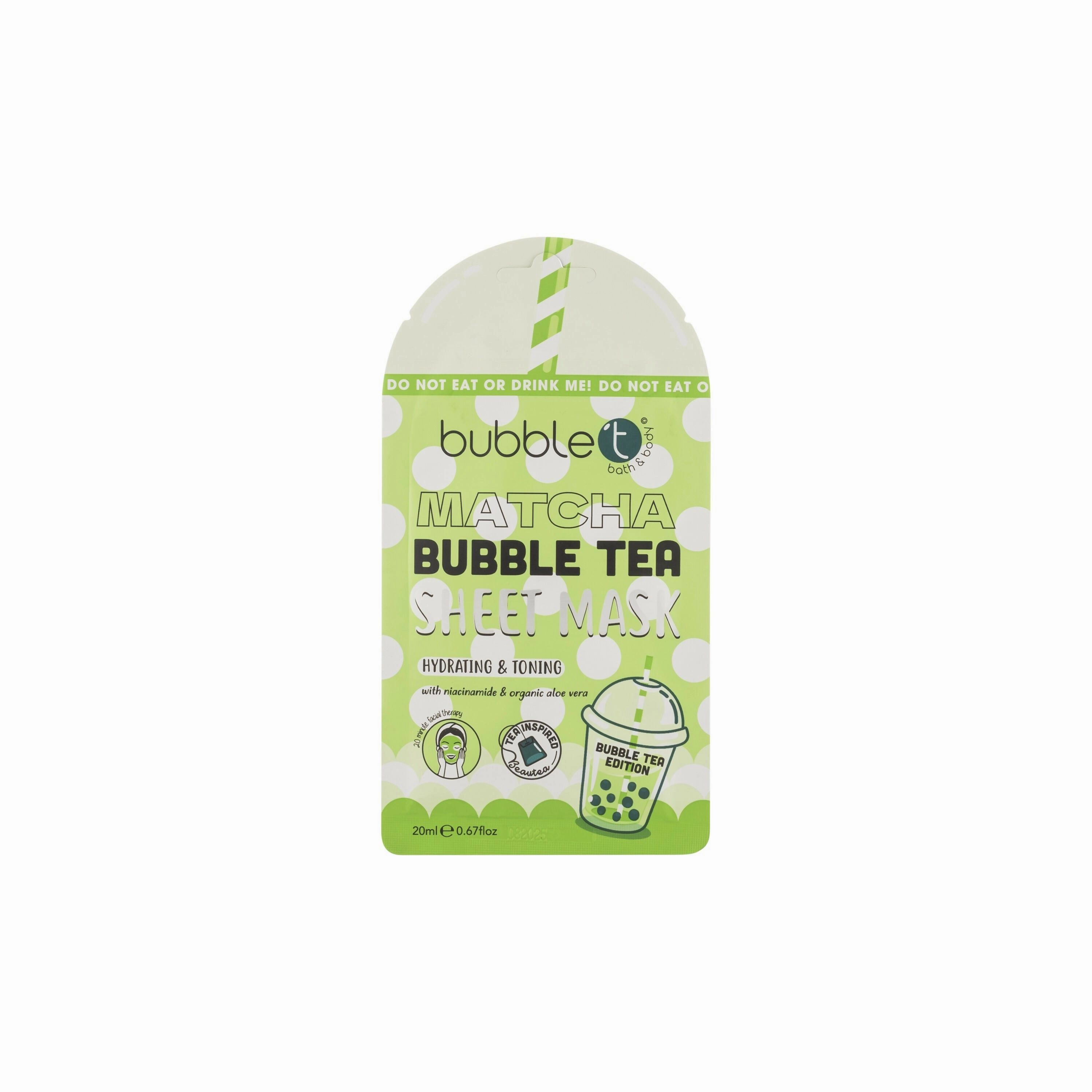 Bubble T Face sheet mask in Matcha with Aloe Vera & Niacinamide (20ml)