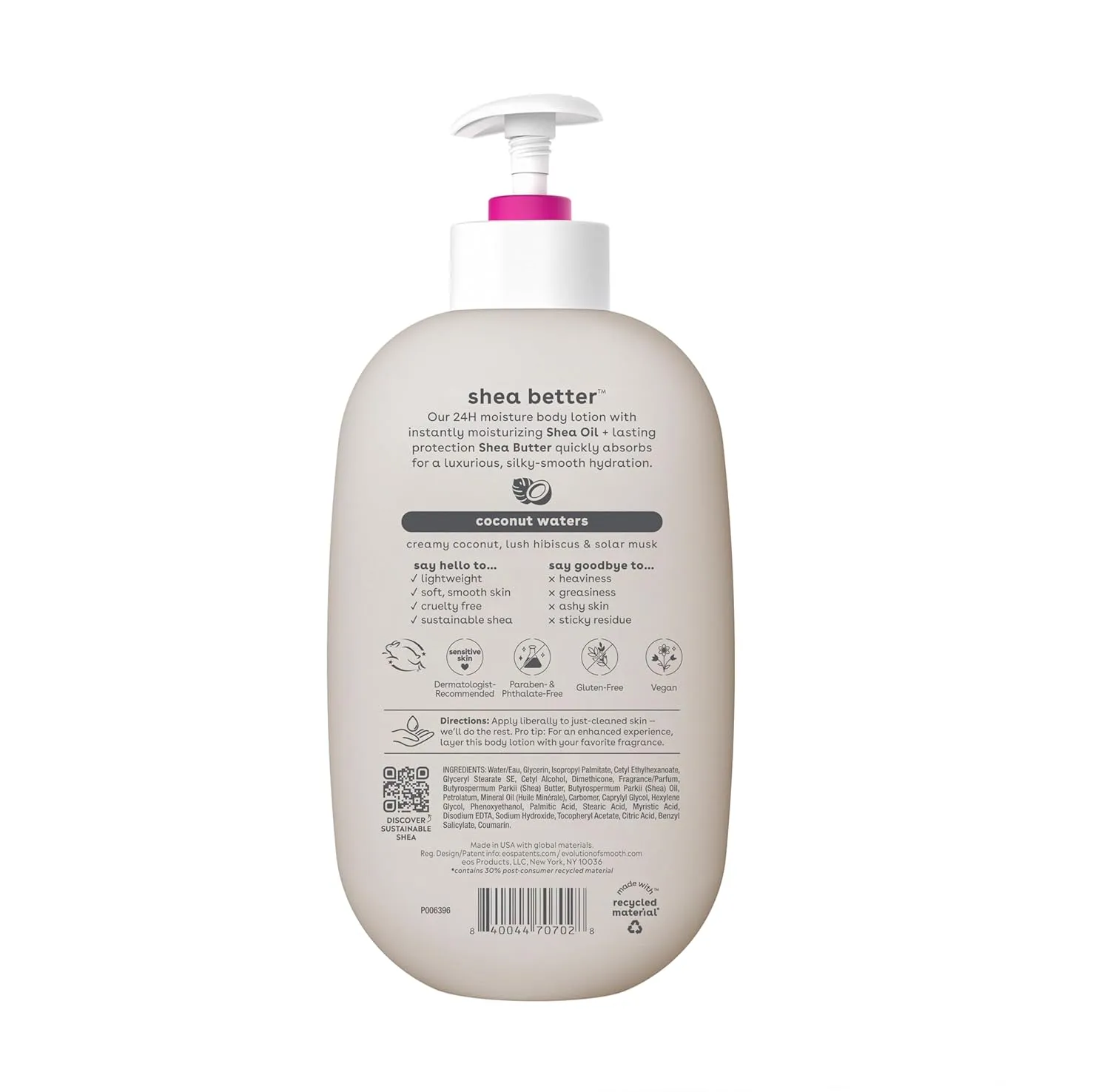 Bundle of eos Shea Better Hand Cream & Body Lotion - Coconut, Natural Shea Butter Hand Lotion and Skin Care, 24 Hour Hydration with Shea Butter & Oil