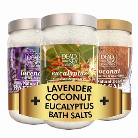 Bundle-Dead Sea Collection Bath Salts Enriched with Eucalyptus  Lavender  Coconut - Natural Salt for Bath - Large 34.2 OZ. - Nourishing Essential Body Care for Soothing and Relaxing Your Skin Muscle