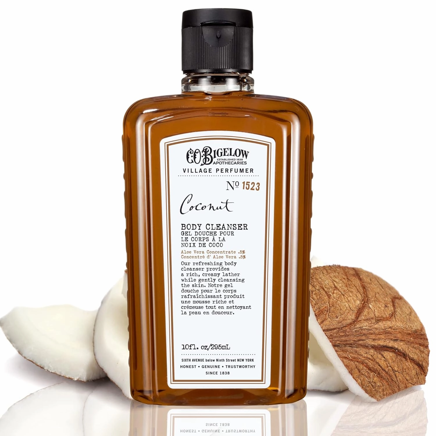 C.O. Bigelow Apothecary Duo, Coconut Body Care Gift Box with Body Soap & Lotion, Gift Set of Two - Moisturizing Lotion & Liquid Body Wash for Dry Skin - 10fl oz Each