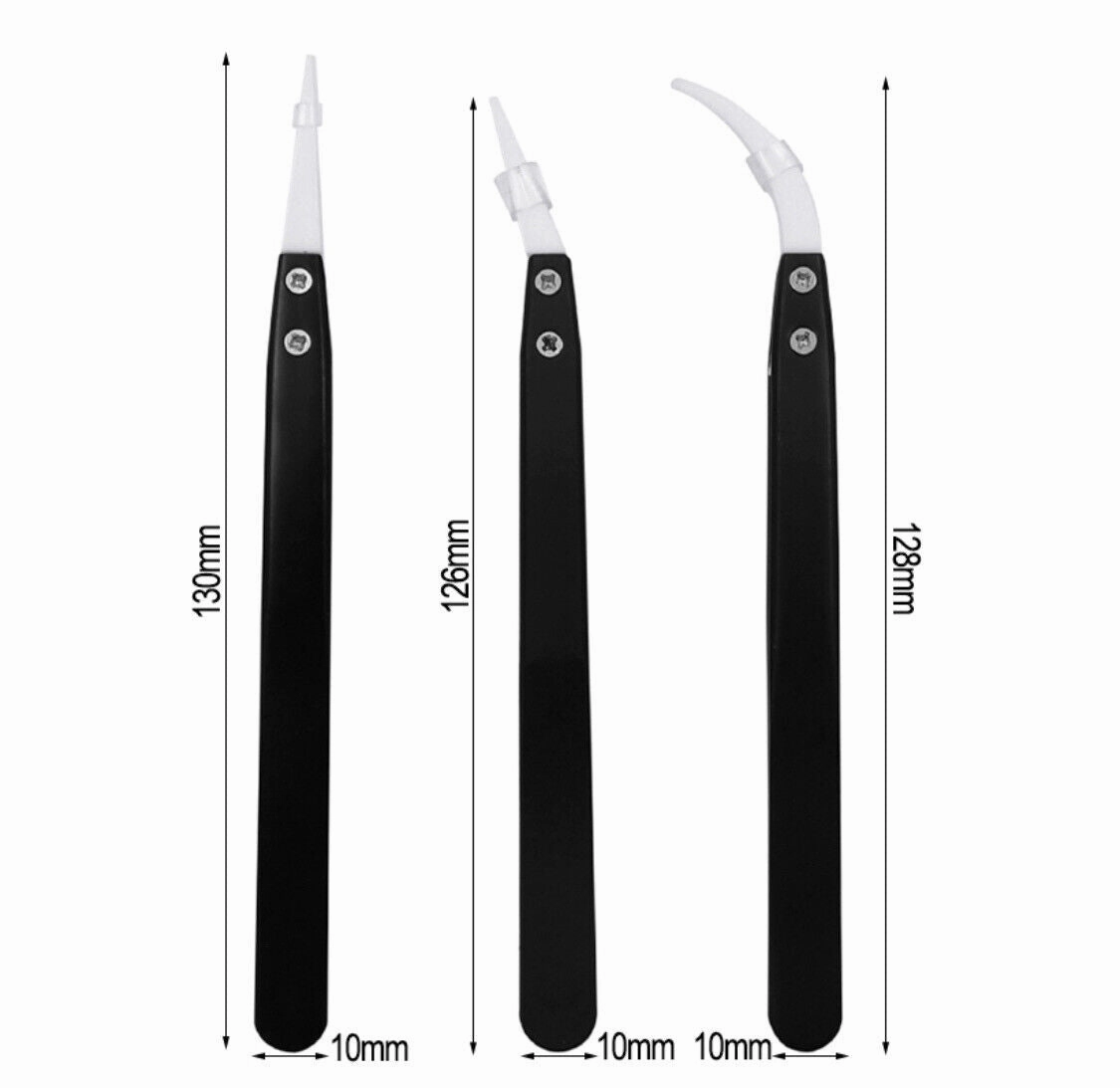 Ceramic Full Set 3 Piece tipped ESD Safe Electronics Tweezers DIY Soldering Safe